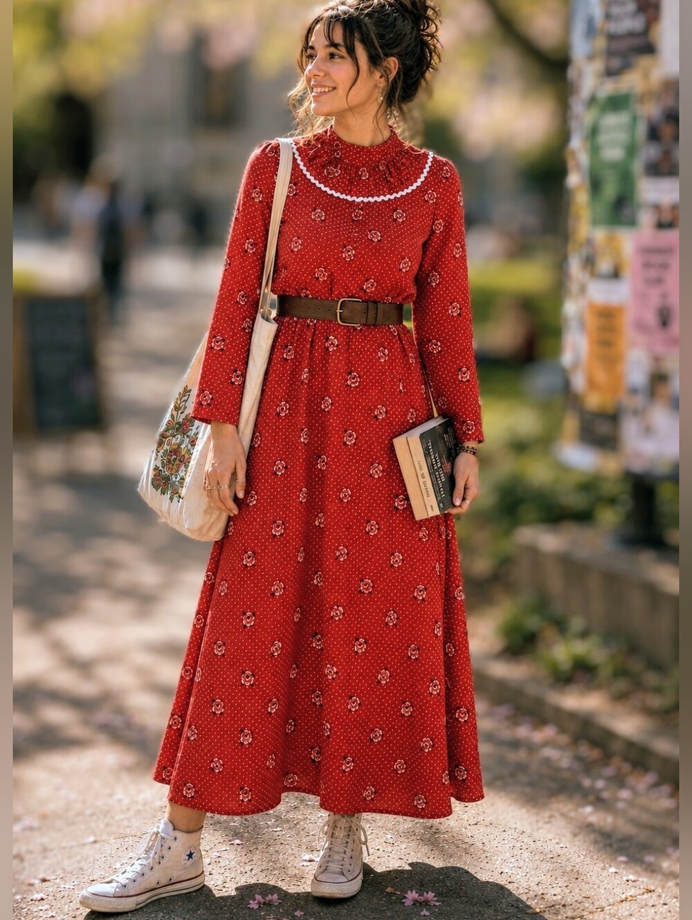 Vintage 1970s Prairie Maxi Dress | Cottagecore Floral Maxi | Boho Festival Dress